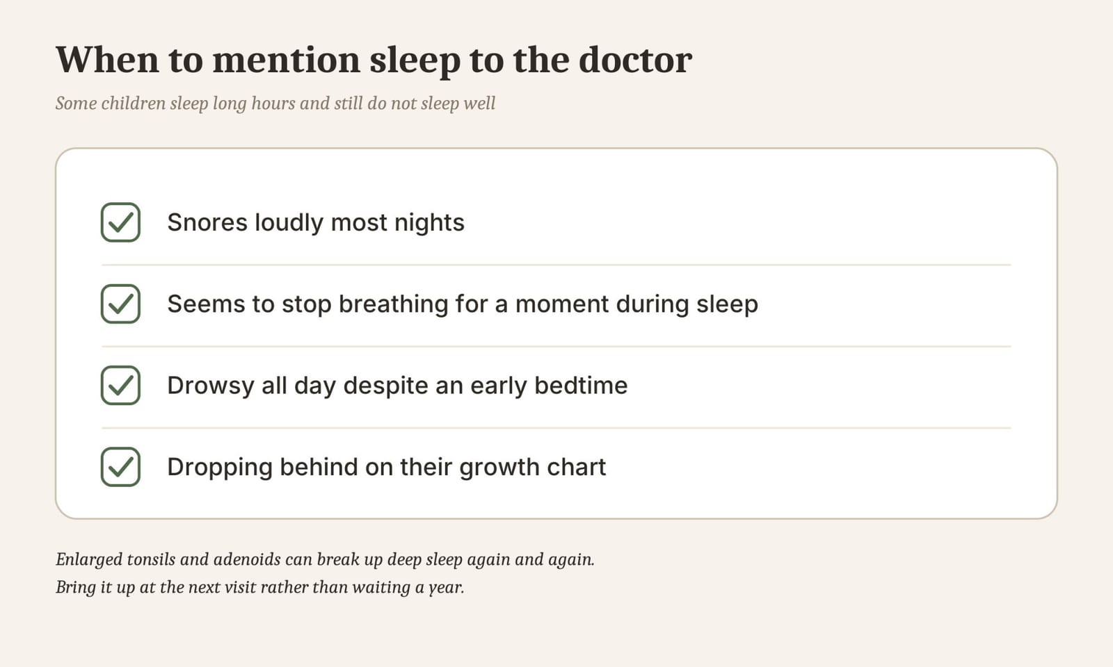 Signs worth raising with the doctor